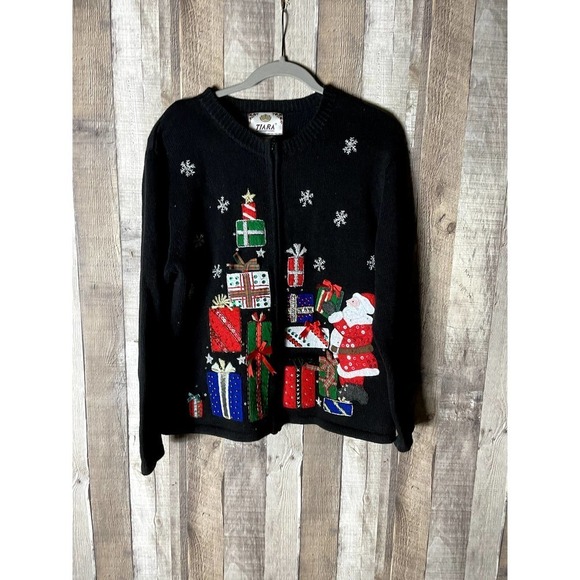 Vintage Ugly Christmas Sweater Full Zip - Picture 1 of 6